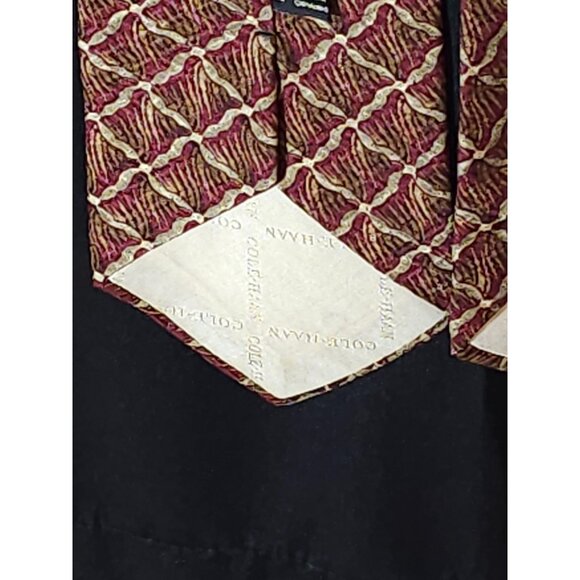 Cole Haan Mens Vintage Silk Tie Red & Gold Geometric Pattern - Picture 13 of 16
